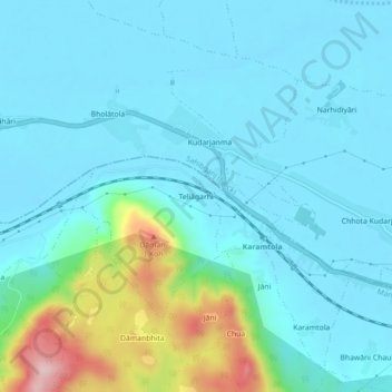 Carte topographique Teliagarhi, altitude, relief