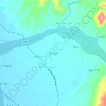 Carte topographique Talisay, altitude, relief