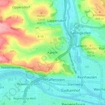 Carte topographique Kareth, altitude, relief