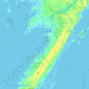 Carte topographique Cedar Island, altitude, relief