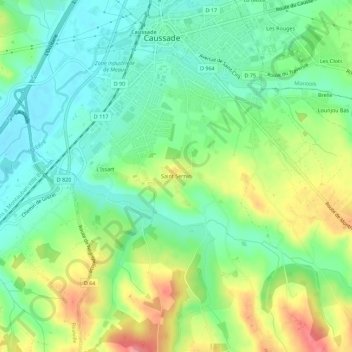 Carte topographique Saint Sernin, altitude, relief