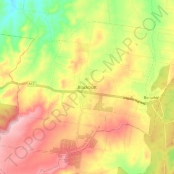 Carte topographique Blackbutt, altitude, relief