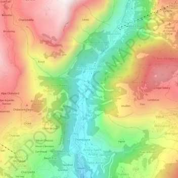 Carte topographique Lillaz, altitude, relief