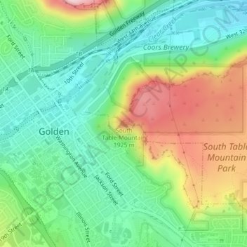 Carte topographique South Table Mountain, altitude, relief
