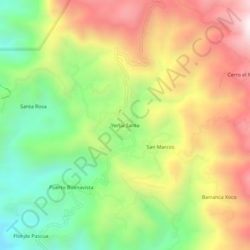 Carte topographique Yerba Santa, altitude, relief