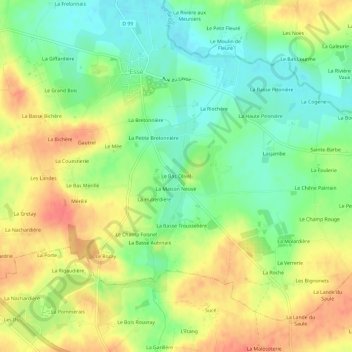 Carte topographique Le Bas Olivel, altitude, relief