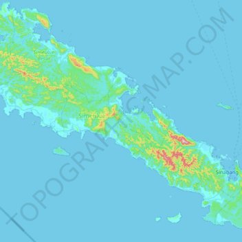 Carte topographique Pulau Simeulue, altitude, relief
