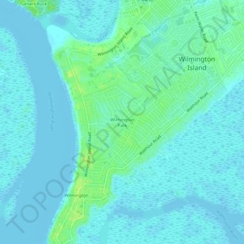 Carte topographique Wilmington Park, altitude, relief