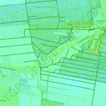 Carte topographique Rühlermoor, altitude, relief