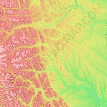 Carte topographique Peace River, altitude, relief