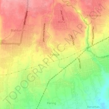 Carte topographique Belega, altitude, relief