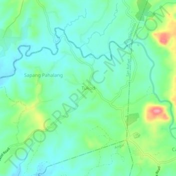 Carte topographique Tukod, altitude, relief