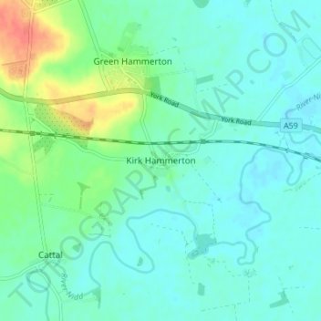 Carte topographique Kirk Hammerton, altitude, relief