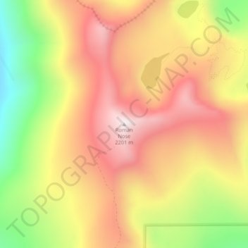 Carte topographique Roman Nose, altitude, relief