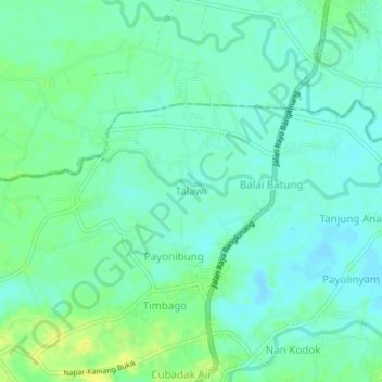 Carte topographique Talawi, altitude, relief