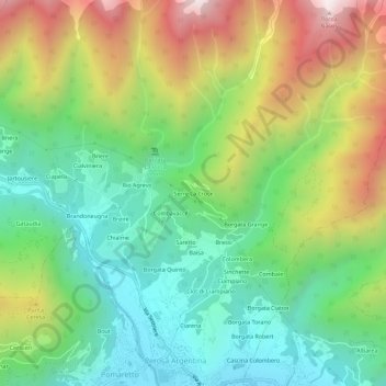 Carte topographique Serre La Croce, altitude, relief