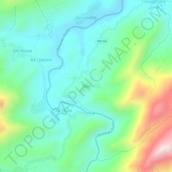 Carte topographique Tikki, altitude, relief