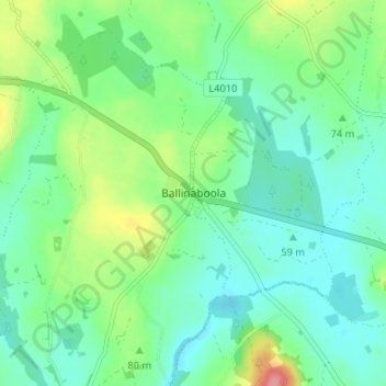 Carte topographique Ballinaboola, altitude, relief