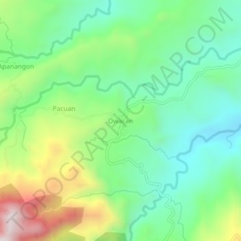 Carte topographique Owacan, altitude, relief