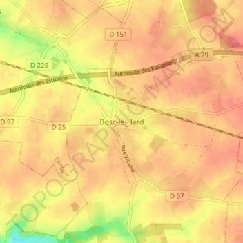 Carte topographique Bosc-le-Hard, altitude, relief