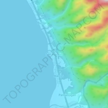 Carte topographique San Agustin, altitude, relief