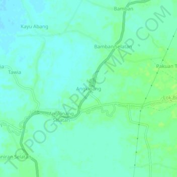 Carte topographique Angkinang, altitude, relief
