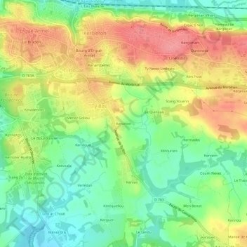 Carte topographique Keromen, altitude, relief