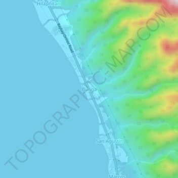 Carte topographique Bunga, altitude, relief