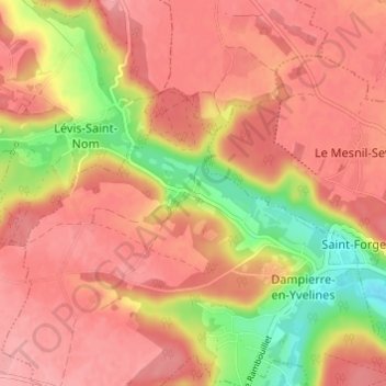 Carte topographique Maincourt-sur-Yvette, altitude, relief