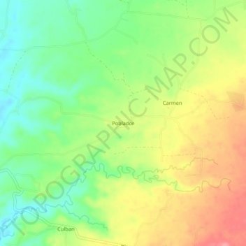 Carte topographique Poblador, altitude, relief