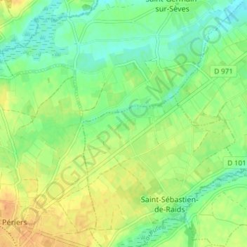 Carte topographique Les Plains, altitude, relief