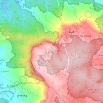 Carte topographique Cacaban, altitude, relief
