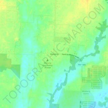 Carte topographique Mustang, altitude, relief