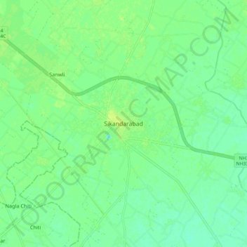 Carte topographique Sikandarabad, altitude, relief