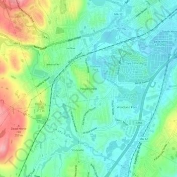 Carte topographique Heard Street, altitude, relief