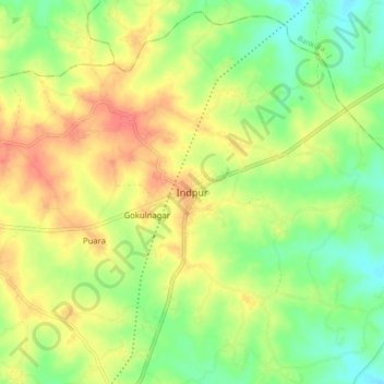 Carte topographique Indpur, altitude, relief