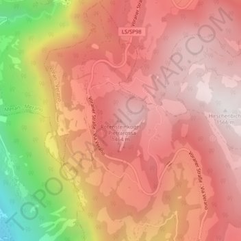 Carte topographique Pietrarossa, altitude, relief