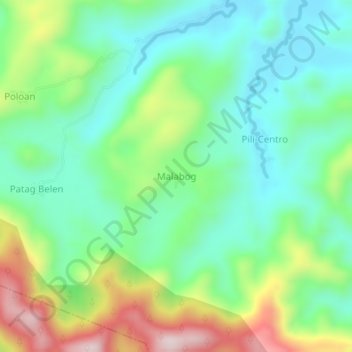 Carte topographique Malabog, altitude, relief