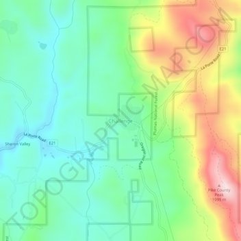 Carte topographique Challenge, altitude, relief