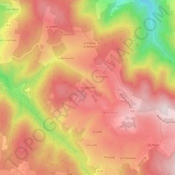 Carte topographique Le Sapillon, altitude, relief