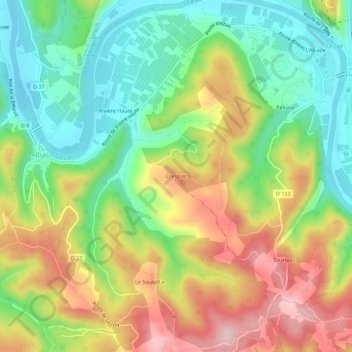 Carte topographique Crespiat, altitude, relief