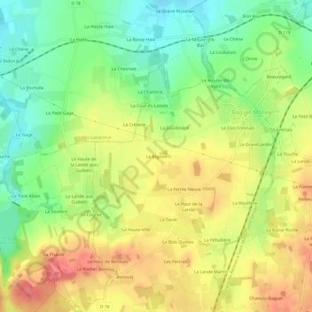 Carte topographique Le Bignon, altitude, relief
