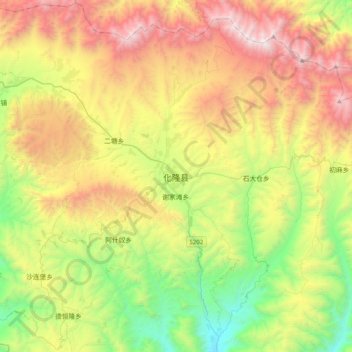 Carte topographique 化隆县, altitude, relief