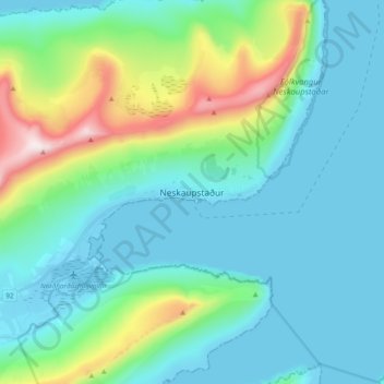 Carte topographique Neskaupstaður, altitude, relief