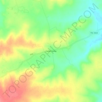 Carte topographique Cedar Valley, altitude, relief
