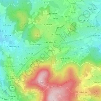 Carte topographique Longverne, altitude, relief