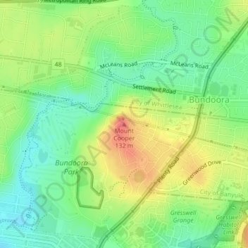 Carte topographique Mount Cooper, altitude, relief