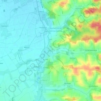 Carte topographique Riding, altitude, relief