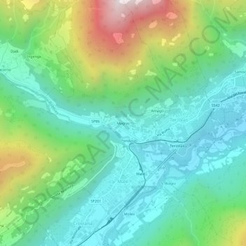 Carte topographique Magras, altitude, relief