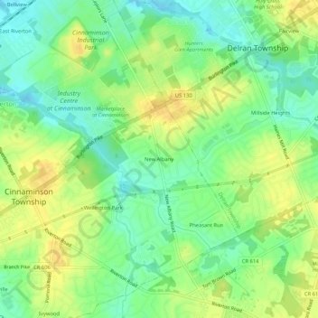 Carte topographique New Albany, altitude, relief